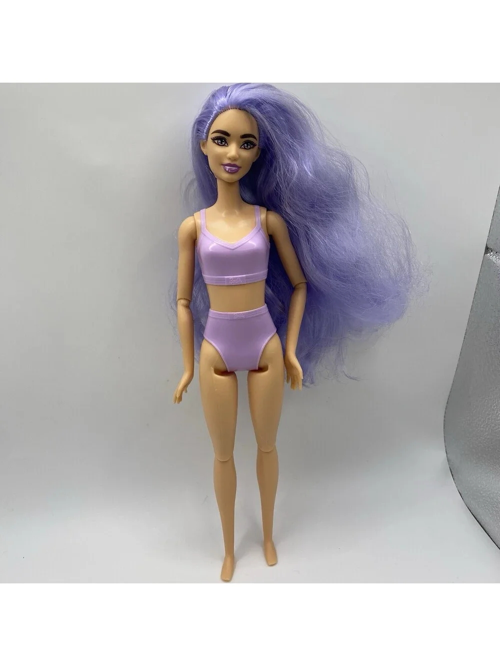 Cutie Reveal Barbie #HHG21 Doll Long Wavy Purple Hair Articulated B1